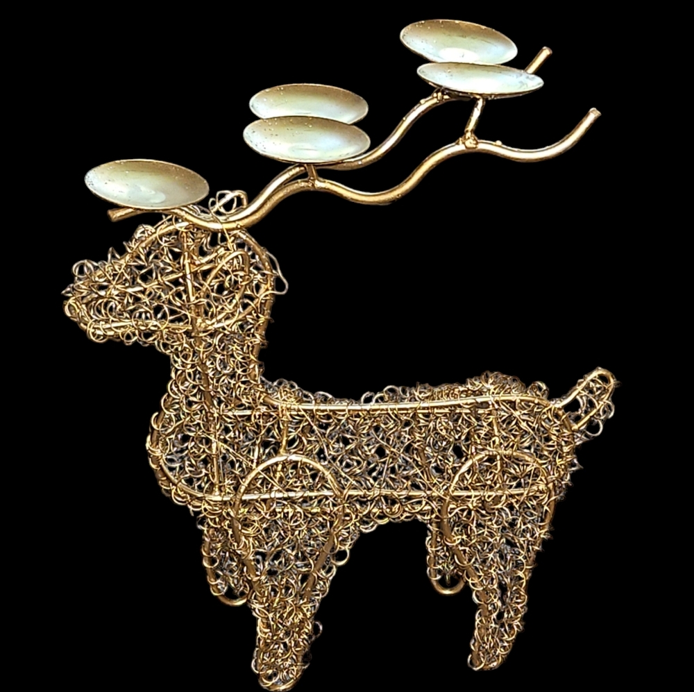 Christmas Reindeer wire sparkling tea light holds 5 lights